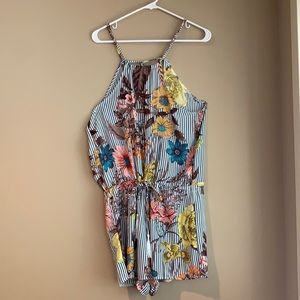 Halter neck floral romper